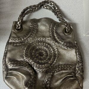 Elegant Bottega Veneta Metallic Braided Women's Bag